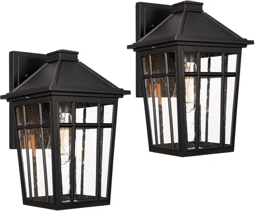 Miniatura 12 de Darkaway Lámparas de pared para exteriores, luz de porche frontal, pared exterior, antioxidante, impermeable, de aluminio con cristal para patio