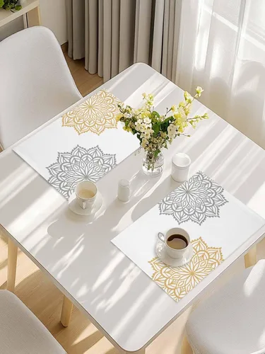 Miniatura 7 de Elegant Dahlia Flowers - Juego de 4 manteles individuales de lino y algodón, resistentes al calor, antideslizantes, lavables, para banquetes