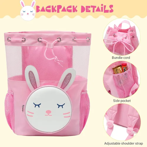 Miniatura 5 de Mygreen Bolsa de gimnasio con cordón para niños pequeños, linda caricatura, animales del zoológico, mochila deportiva