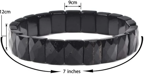 Miniatura 4 de Justinstones Pulsera elástica de cuentas rectangulares facetadas de 0.472 in con gemas semipreciosas de 7 pulgadas