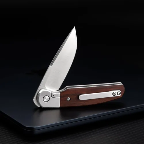 Miniatura 7 de Cuchillo pequeño EDC de 2.8 pulgadas, hoja de punta de acero D2, mango de madera, cuchillo de bolsillo plegable para hombres y mujeres, para llevar