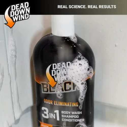 Miniatura 7 de DEAD DOWN WIND BLACK Premium 3 en 1 Gel de baño, champú y acondicionador eliminadores de aroma de caza (16 onzas) – Jabón líquido eliminador