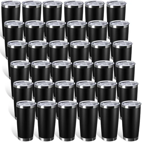 Miniatura 19 de Sieral Paquete de 36 vasos de acero inoxidable a granel con tapa, aislamiento al vacío de doble pared, taza de café de viaje con recubrimiento