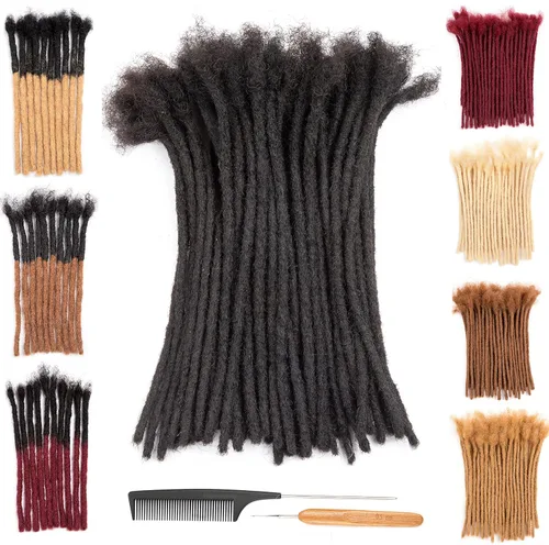 Miniatura 13 de DAIXI 0.2cm y 0.4cm y 0.6cm y 0.8cm de grosor 4-18 pulgadas 10 hebras extensiones de rastas de cabello humano 100% real para hombres/mujeres