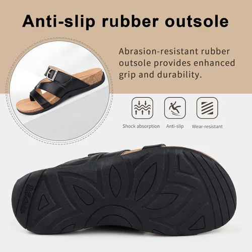 Miniatura 6 de BCSTUDIO Women's Orthopedic Flip Flop Sandals with Arch Support Comfortable Orthotic Summer Walking Casual Dressy Leather Flat Sandals for Women