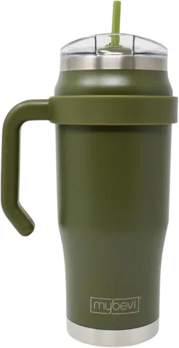 MyBevi Outlander - Taza de viaje de acero inoxidable de alta calidad, para frío/calor, aislamiento de 3 capas, mango resistente, duradera y elegante