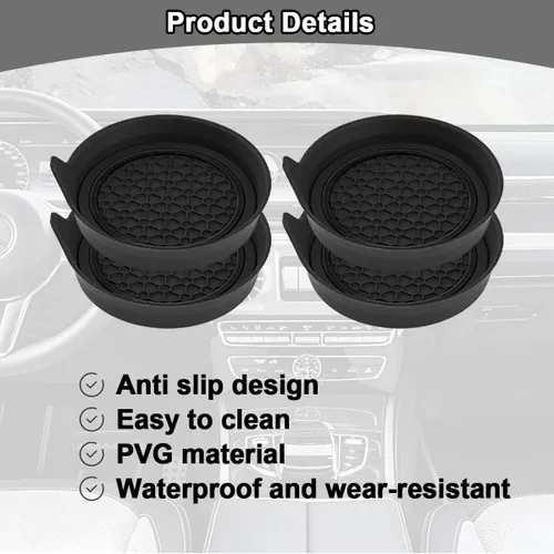 Miniatura 3 de HZEL Posavasos Portavasos para Automóvil, 4PCS Almohadillas Antideslizantes Impermeables para Botellas de Agua de Vehículos, Alfombrillas Empotradas