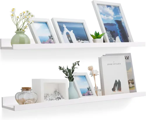 Miniatura 25 de MBYD Estantes flotantes de 36 pulgadas negros, estantes colgantes de madera, estante de repisa para fotos, estantes de repisa para fotos para pared