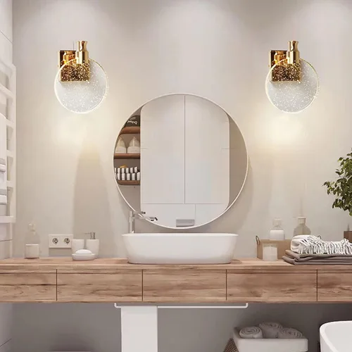 Miniatura 8 de Aomesinc Aplique de pared LED de cristal estilo nórdico, luces creativas simples para sala de estar, dormitorio, mesita de noche, tocador, baño