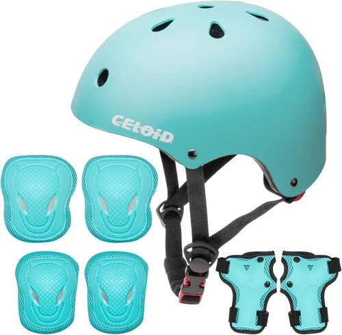 Miniatura 19 de Juego de almohadillas para casco de bicicleta y patineta para niños, equipo de protección para niños pequeños, rodilleras y coderas para niños