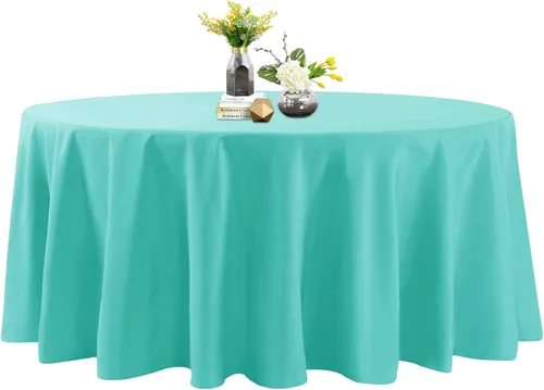 Miniatura 116 de Mantel de poliéster lavable de 90 pulgadas, resistente a las manchas y a las arrugas, mantel decorativo para mesa de comedor, fiestas de bufé y Negro