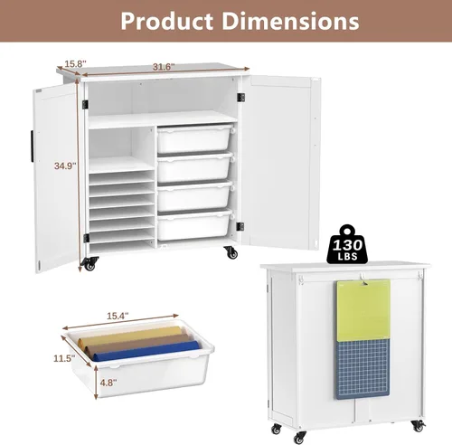 Miniatura 6 de GDLF Carrito de Manualidades Compatible con Máquina Cricut Mesa para Cricut con Gabinete de Almacenamiento Carrito Rodante con Cajones Diseñado