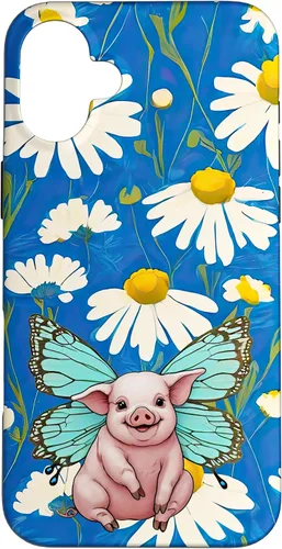 Miniatura 21 de Adorable pig piglet with butterfly wIngs daisy flower sweet Case for iPhone 12 mini