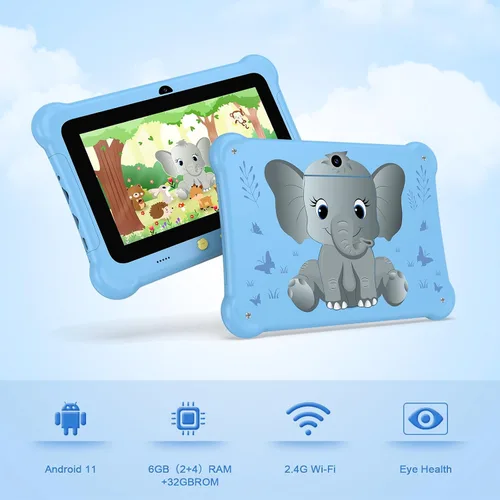 Miniatura 3 de Tableta para niños, tabletas Android de 7 pulgadas para niños, 6 GB+32 GB (expansión de 512 GB) tableta de aprendizaje para niños con ranura