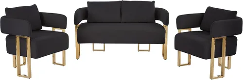 Miniatura 7 de YITAI Sofá Loveseat Moderno Sillas de Acento sin Ruedas, Sillas Laterales para Sala de Estar con Patas de Metal Dorado, Sillones de Lectura