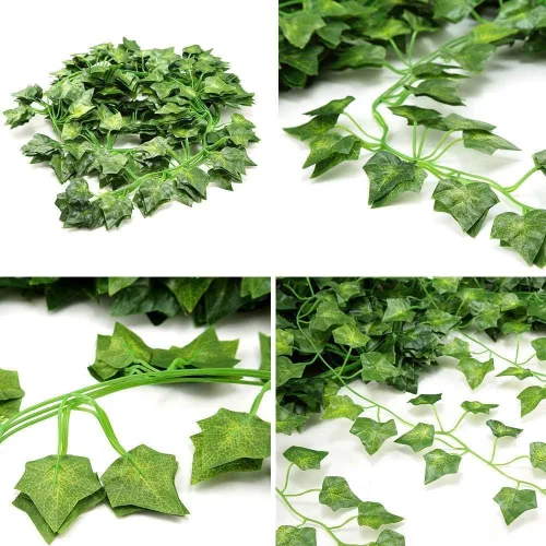 Miniatura 8 de Paquete de 12 enredaderas falsas para decoración de habitación, guirnalda de hiedra artificial con clip, flores verdes, plantas colgantes, hojas
