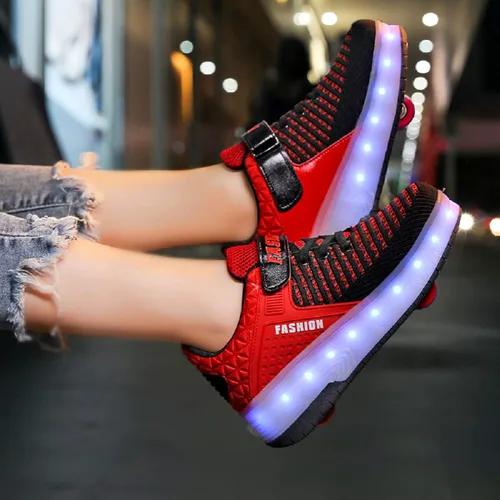 Miniatura 5 de Aikuass - Tenis con ruedas y luces LED recargables con USB para niñas y niños