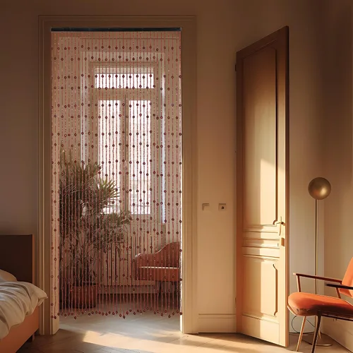 Miniatura 5 de Cortinas de cuentas Foreate para puertas hechas a mano con cuentas de madera y bambú, cortina bohemia colgante hippie para pasillos y ventanas, 38