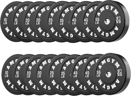 Miniatura 74 de Discos de peso olímpicos de 2 pulgadas y caucho para barras, discos para gimnasio en casa, entrenamiento de fuerza y levantamiento de pesas, 10 a