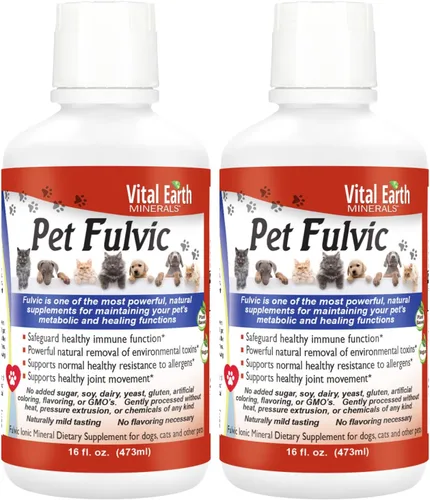 Miniatura 7 de Vital Earth Minerals Pet Fulvic - Más de 70 minerales traza para la salud de las mascotas, suplemento para las articulaciones, alivio de alergias