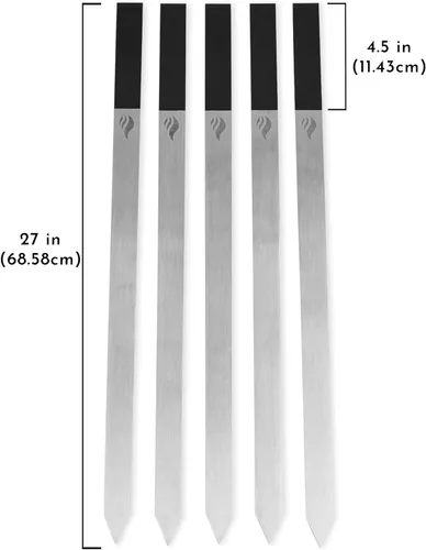 Miniatura 2 de India's BBQ - Juego de 5 pinchos para barbacoa de acero inoxidable de 1 pulgada de ancho, juego de 5 palitos planos de alta resistencia para asar