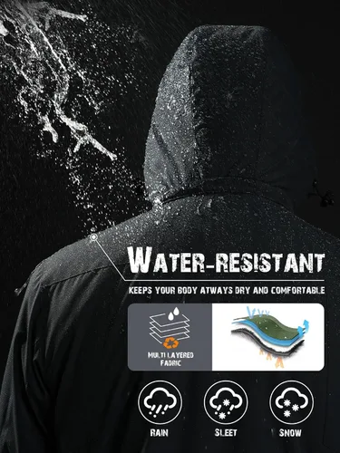 Miniatura 3 de Chaqueta de esquí para hombre, impermeable, resistente al viento, con capucha
