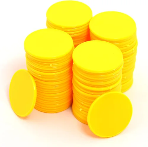 Miniatura 15 de Smartdealspro 100 unidades de 1.260 in/1.26 pulgadas de plástico opaco de aprendizaje de discos, mini fichas de juego de fichas de póquer con caja
