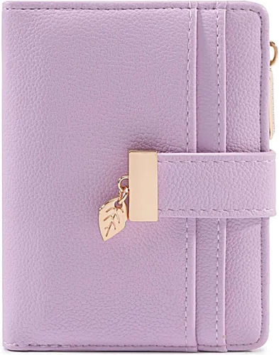Miniatura 8 de Billetera pequeña para mujer, plegable, de piel suave, tarjetero con ventana de identificación, con cremallera, bolsillo para monedas, carteras