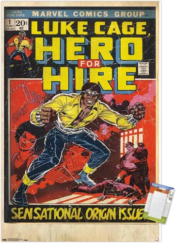 Miniatura 12 de Trends International Marvel Comics Luke Cage - Hero for Hire Cover #1 Wall Poster, 22.4L x 14.7W, Barnwood Framed Version
