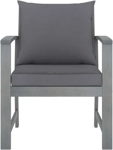 Miniatura 8 de Ensemble Salon de Jardin 4 Pièces en Acacia Massif Gris Patiné, Table et Banc con 2 Fauteuils, Confortable et Résistant aux Intempéries Pour