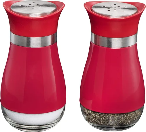 Salero y pimentero (juego de 2 piezas) Elegante con fondo de vidrio transparente | Cocina compacta para cocinar, cocina y comedor | Diseño clásico y