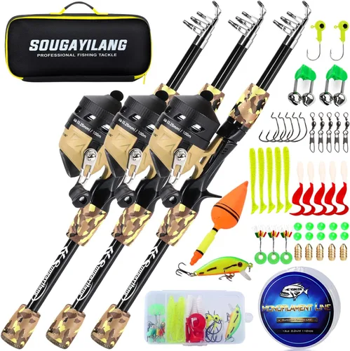 Miniatura 10 de Sougayilang Kids Fishing Rod and Reel Combo,Light Weight Fishing Pole with Spincast Fishing Reel Tackle Bag Lures for Youth,Girls and Boys Good