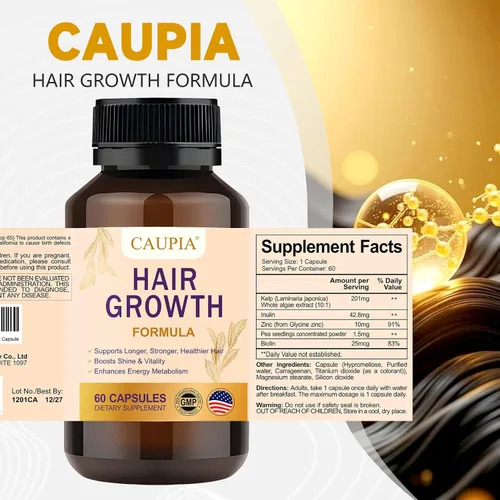 Miniatura 5 de Cápsulas de suplemento energético capilar para el crecimiento del cabello, suplemento de apoyo para el cabello y el cuero cabelludo, 60 cápsulas