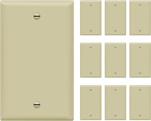 Miniatura 28 de ENERLITES - Placas para pared de dispositivo en blanco, acabado brillante, cubiertas de salida en blanco de tamaño mediano, 1 banda, 4.88 x 3.11
