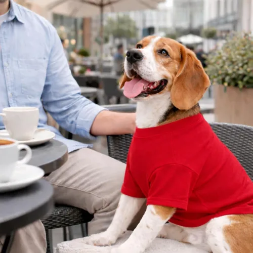 Miniatura 8 de Lovelonglong Ropa para Mascotas Disfraces para Perro Ropa para Perros Salchicha Camiseta en Blanco Camisetas para Perros Salchicha, Corgi 100% Rojo
