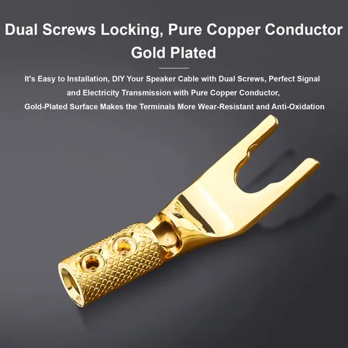 Miniatura 5 de 4 conectores de pala, horquilla de audio de cobre puro de 45 grados, enchufe de espada en Y, tubo termorretráctil y llave hexagonal, enchufe