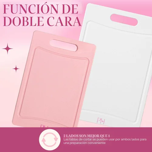 Miniatura 4 de Paris Hilton - Tablas de cortar de doble cara, juego de tablas de cortar con ranuras integradas para jugos, asas de fácil agarre, plástico