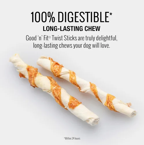 Miniatura 3 de Good 'n' Fit Twist Sticks hechos con cordero real, 15 unidades, trata a tu perro con masticables de cuero crudo de larga duración y altamente