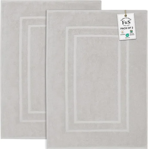 Miniatura 7 de Feather & Stitch - 2 tapetes de baño tipo toalla (30 x 21 pulgadas), tapetes de baño de rizo 100% algodón, tapetes para el suelo de la ducha
