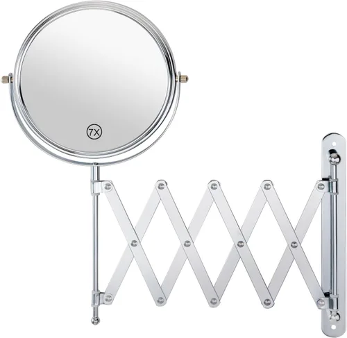 Miniatura 10 de Welllink - Espejo extensible de 7 pulgadas para baño, montaje de tornillo que ahorra espacio, espejo de aumento 3X/1X, vidrio HD sin distorsión