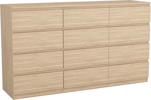 Miniatura 15 de Vibe & Dine Cómoda doble de 8 cajones, cómoda de madera moderna con amplio almacenamiento para armario, dormitorio, sala de estar, color negro