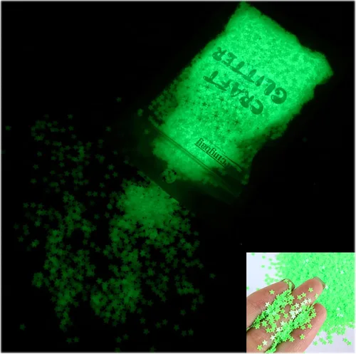 Miniatura 10 de Sourcingbay Stars Glitter 3mm Glow in The Dark Blue Star Glitter PVC Luminous Resin Craft Glitter for Nail Art Makeup Party Decoration UV Reactive