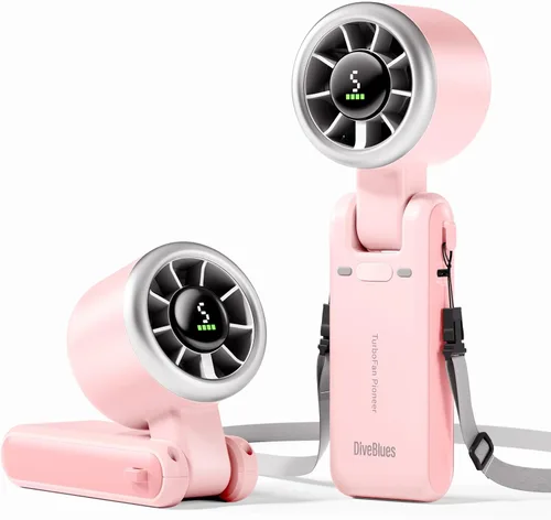 Miniatura 17 de Diveblues Ventilador Turbo Portátil de Mano, Viento de 5 Velocidades, Funciona con Batería, Hasta 12 Horas de Funcionamiento, Ventilador de Mano 3