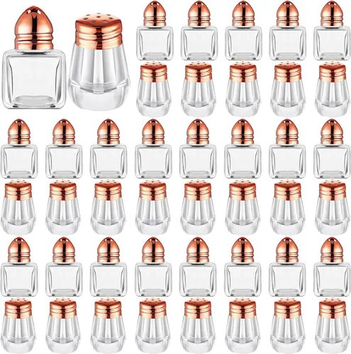 Zopeal Juego de 50 mini saleros y pimenteros pequeños condimentos individuales transparentes a granel, pequeños mezcladores de especias para cocina,