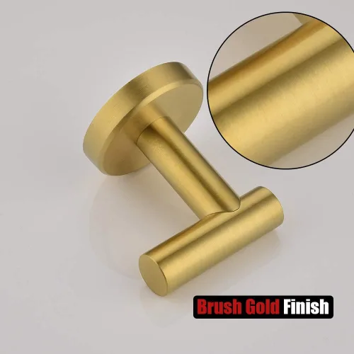 Miniatura 8 de JQK Gancho para toallas de baño, color oro cepillado, gancho de latón para ropa para baño, cocina, garaje, montaje en pared (paquete de 2), acero