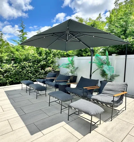 Miniatura 96 de PURPLE LEAF Sombrilla de Patio de 8 Pies para Exteriores Sombrilla Cantilever Cuadrada de Aluminio Sombrilla Offset con Rotación de 360 Grados