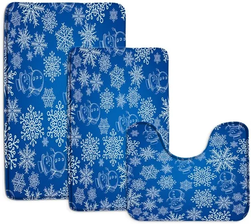 Miniatura 31 de GCTNBJL Juego de 3 alfombrillas de baño de Feliz Navidad, muñeco de nieve, copo de nieve, ramas, árbol, corazón, invierno, vacaciones, rústico