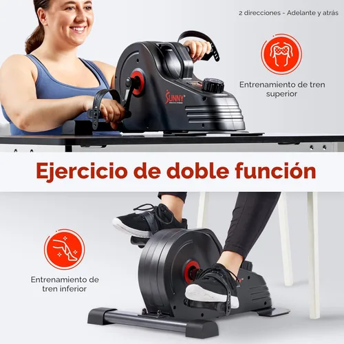 Miniatura 2 de Sunny Health & Fitness 2-in-1 Smart Magnetic Pedal Exerciser, Compact Indoor Under-Desk Mini Exercise Bike for Full Body Cardio Workout and Physical