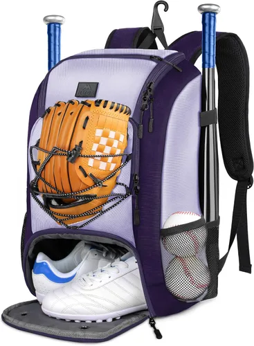 Miniatura 22 de MATEIN Mochila de Béisbol, Bolsa de Bate de Sóftbol con Compartimento para Zapatos para Jóvenes, Niños y Adultos, Bolsa de Béisbol Ligera con Gancho