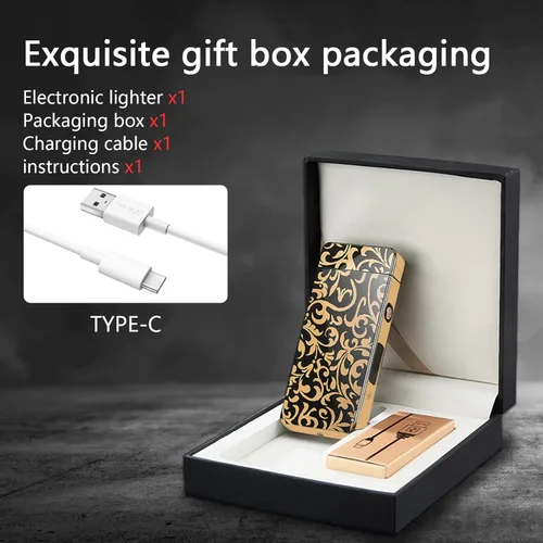 Miniatura 6 de Encendedor de arco resistente al viento, recargable por USB, plasma, sin llama con indicador de batería, ideal para velas, barbacoas y fuegos Flor